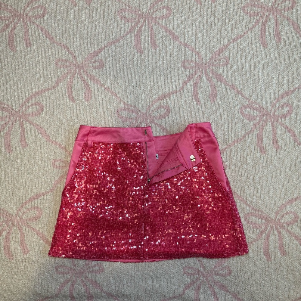 Hot Pink Sequin Mini Skirt